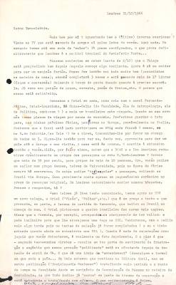 Carta de Vladimir Herzog para Tamás Szmrecsányi, 31 dez. 1966